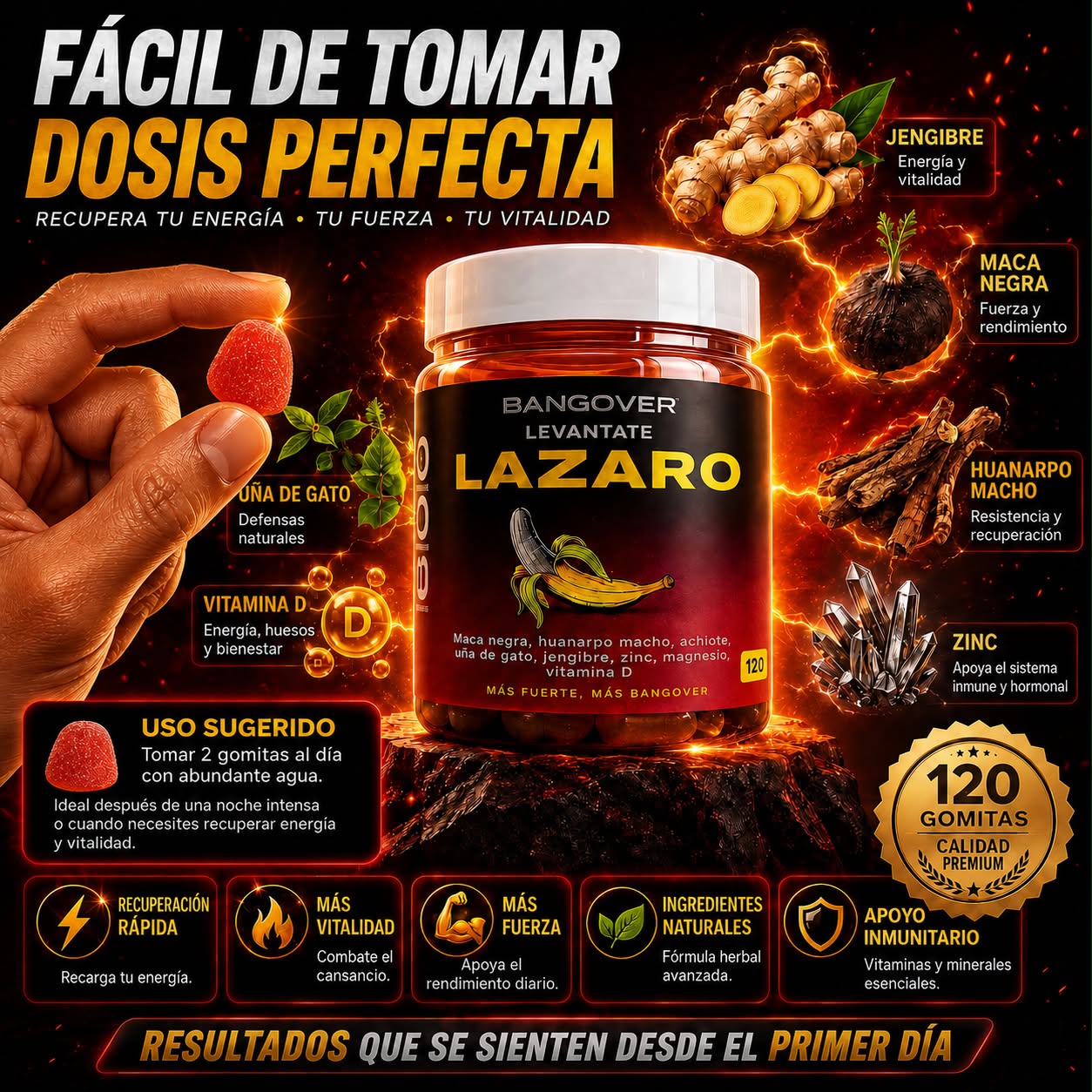 Levántate Lázaro™️ – Gomitas Energéticas Naturales que Combaten el Cansancio y Te Devuelven la Vitalidad