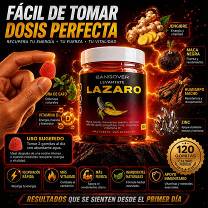 Levántate Lázaro™️ – Gomitas Energéticas Naturales que Combaten el Cansancio y Te Devuelven la Vitalidad